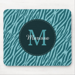 Alfombrilla De Ratón Impresión Verde azulada elegante de cebra con mono