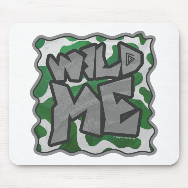 Alfombrilla De Ratón Impresión verde y blanca de vaca salvaje (Frente)