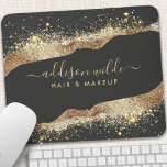Alfombrilla De Ratón Impresionante Negra Y Purpurina De Oro Script Busi<br><div class="desc">Mejore su área de trabajo con esta asombrosa almohadilla de ratón de estilo de Purpurina negro y dorado. Diseñado con elegancia en mente, esta almohadilla de ratón presenta un lujoso fondo negro adornado con una brillante ola purpurina dorada, creando un perfecto equilibrio entre profesionalismo y estilo. El tipo de letra...</div>