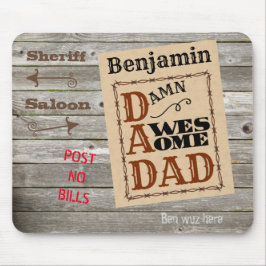 Alfombrilla De Ratón Impresionante papá Occidental Nombre personalizado