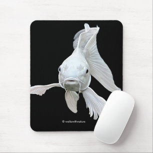 Alfombrilla De Ratón Impresionante pez koi mariposa de platino