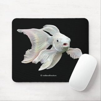 Alfombrilla De Ratón Impresionante pez koi mariposa de platino