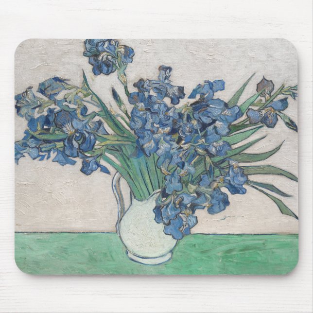 Alfombrilla De Ratón Impresionismo de la pintura Van Gogh Iris Vase (Frente)