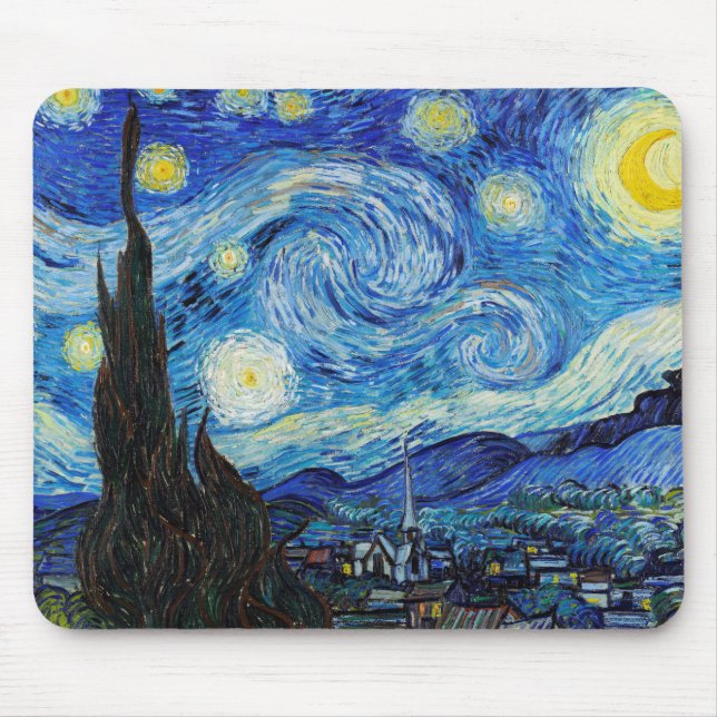 Alfombrilla De Ratón Impresionismo Vincent Van Gogh Starry Starry Night (Frente)