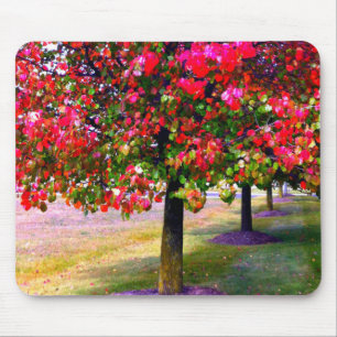 Alfombrilla De Ratón Impresionista rosa otoño deja árboles