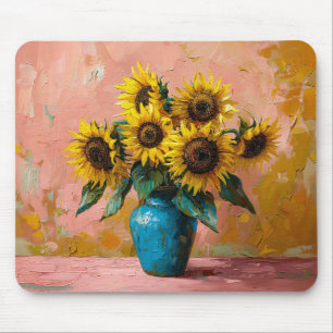 Alfombrilla De Ratón Impresionistas girasoles en una bolsa azul