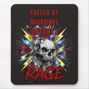 Alfombrilla De Ratón Impulsado por Migrañas Pura Rabia Líquida Calavera