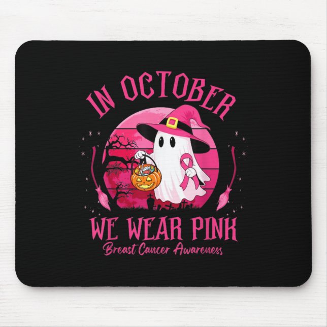 Alfombrilla De Ratón In October We Wear Nk Ghost Witch Breast Cancer Aw (Frente)