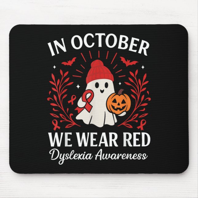 Alfombrilla De Ratón In October We Wear Red Dyslexia Awareness Hallowee (Frente)
