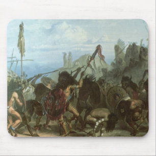 Alfombrilla De Ratón Indios antiguos, Danza del Bisonte por Karl Bodmer