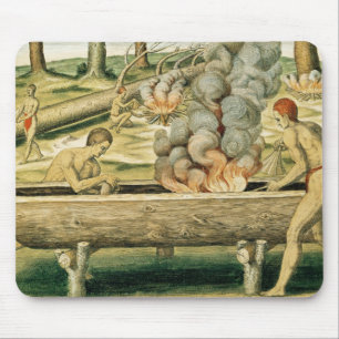 Alfombrilla De Ratón Indios que hacen una canoa de cobertizo