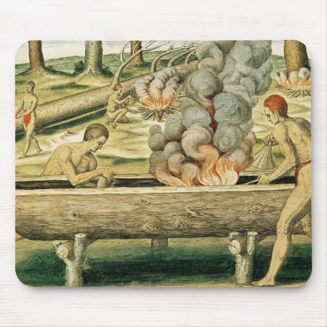 Alfombrilla De Ratón Indios que hacen una canoa de cobertizo (Frente)