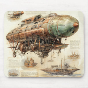 Alfombrilla De Ratón Ingeniería de Dirigible de Latón Retro Futurista
