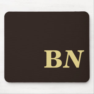 Alfombrilla De Ratón Iniciales de personalizado dorado marrón minimalis