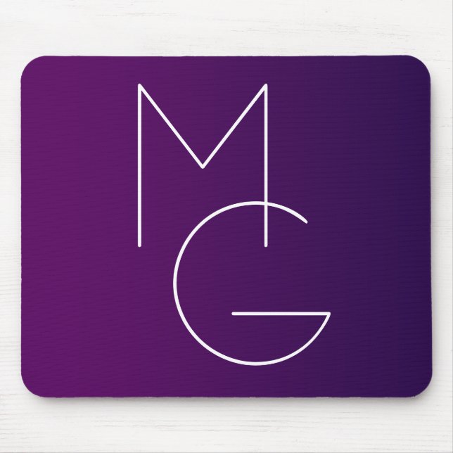 Alfombrilla De Ratón Iniciales Modern 2 | Morado Profundo Suelo Ombre (Frente)