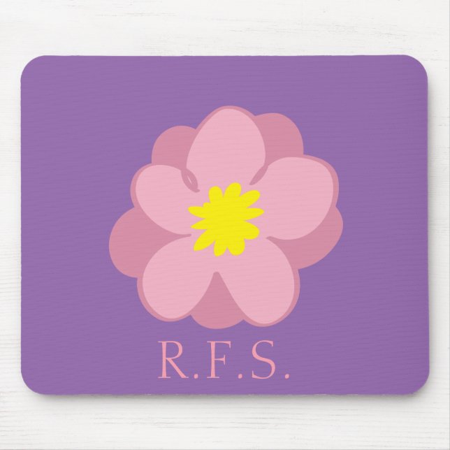 Alfombrilla De Ratón Iniciales monogramadas de la flor morada (Frente)