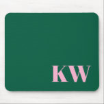 Alfombrilla De Ratón Iniciales Personalizadas de Monograma Modernas Ros<br><div class="desc">Alfombrilla para Ratón con Iniciales de Monograma Modernas Rosa y Verde Personalizadas</div>