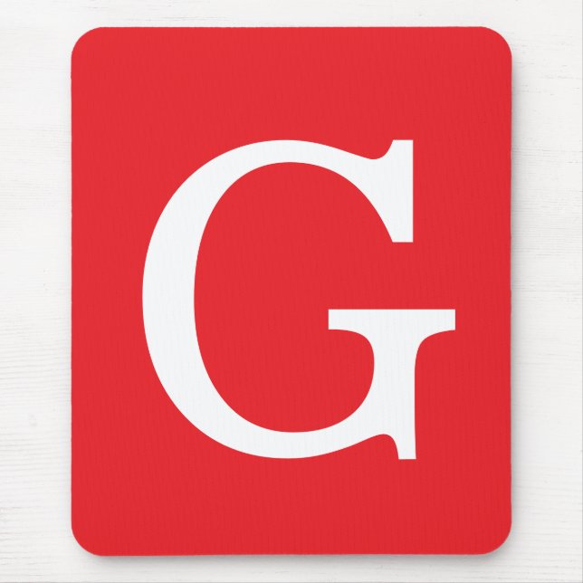 Alfombrilla De Ratón Initial Letter Monogram Red White Plain Simple (Frente)