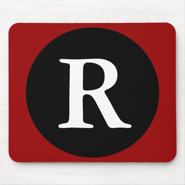 Alfombrilla De Ratón Initial R / Letter R Red Black & White Mousepad (Frente)