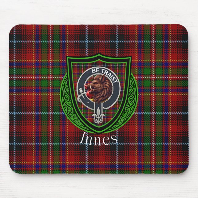 Alfombrilla De Ratón Innes Scottish Clan Tartan & Crest (Frente)