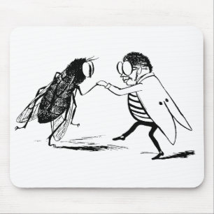 Alfombrilla De Ratón Insectos antiguos bailando; Mosca azulada