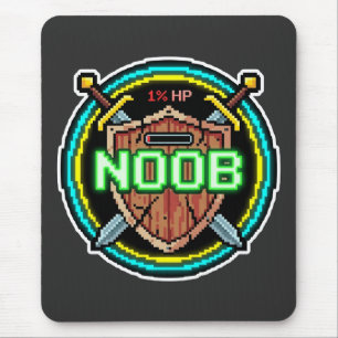 Alfombrilla De Ratón Insígnia de juego de escudo de píxeles de Noob 1 p