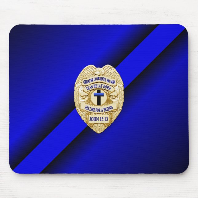 Alfombrilla De Ratón Insignia delgada de la línea azul (Frente)