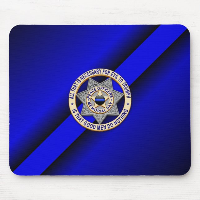 Alfombrilla De Ratón Insignia delgada de la línea azul (Frente)