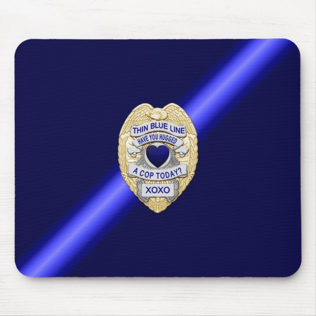 Alfombrilla De Ratón Insignia delgada de la línea azul (Frente)