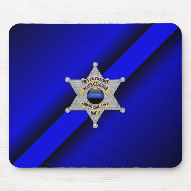 Alfombrilla De Ratón Insignia delgada de la línea azul (Frente)