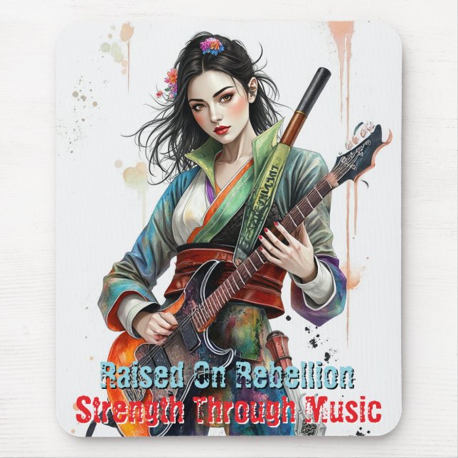 Alfombrilla De Ratón Inspiración de arte guítero personalizado guerrero (Frente)