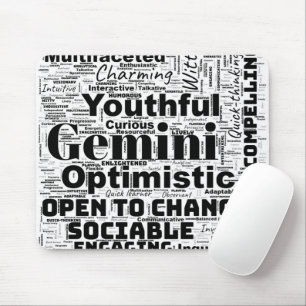 Alfombrilla De Ratón Inspiración en la nube de palabras zodiac de Gemin