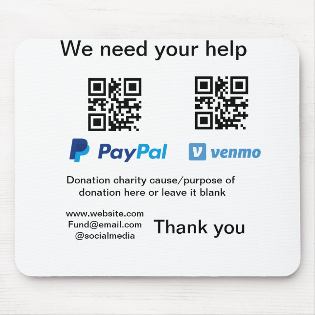 Alfombrilla De Ratón Instrucciones para la recolección de donaciones: a (Frente)