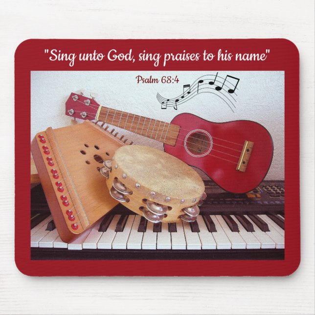Alfombrilla De Ratón Instrumentos musicales Alabanza a Dios Pegatina Mo (Frente)