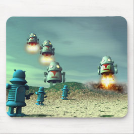 Alfombrilla De Ratón Invasión de robots desde arriba V2 Mousepad