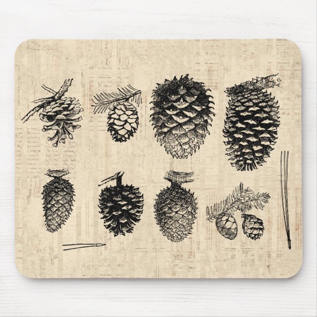 Alfombrilla De Ratón Invierno Pinecones Mousepad (Frente)