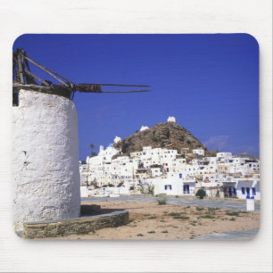 Alfombrilla De Ratón IOS, Grecia. El el beautful y quebradizo, blanco y