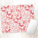 Alfombrilla De Ratón IPnk de color de agua de mariposa<br><div class="desc">Pintura de mariposa de color blanco y rosa coral. Arte original de Nic Squirrell.</div>