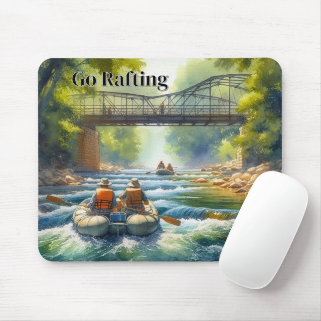 Alfombrilla De Ratón Ir Rafting / Mousepad de agua blanca del río (Con ratón)