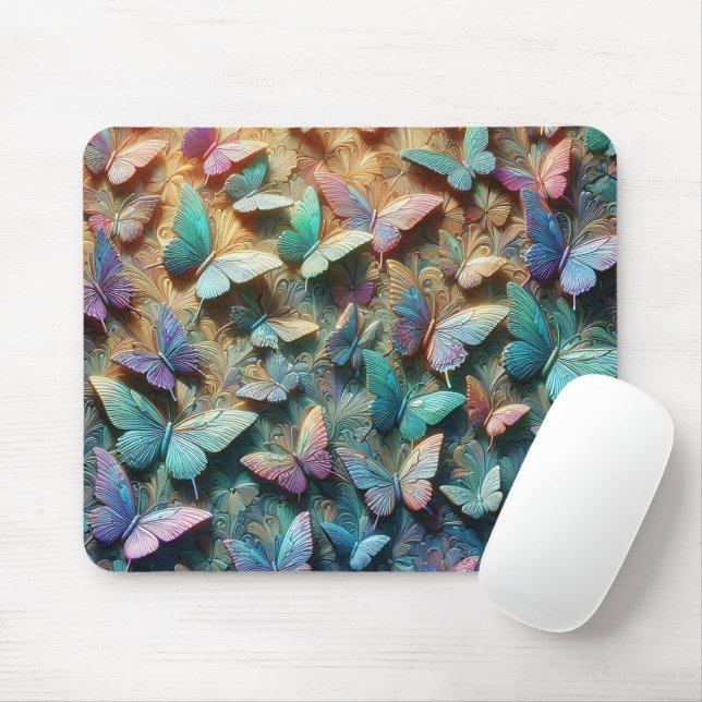Alfombrilla De Ratón Iridescent Butterfly Garden Mousepad (Con ratón)