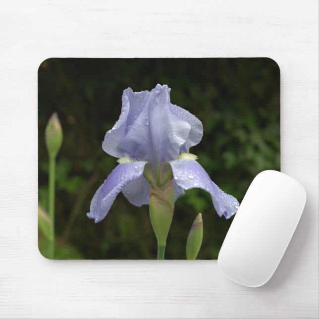Alfombrilla De Ratón Iris azul con gotas de lluvia Mousepad (Con ratón)