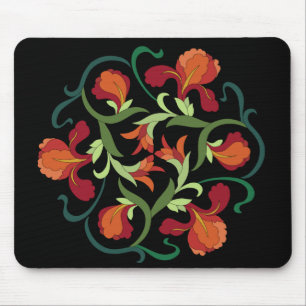 Alfombrilla De Ratón Iris Blooms entretejida en Black Mousepad