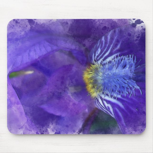 Alfombrilla De Ratón Iris Flower Purple Watercolor (Frente)