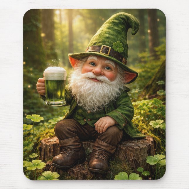 Alfombrilla De Ratón Irish Gnome With Green Beer (Frente)