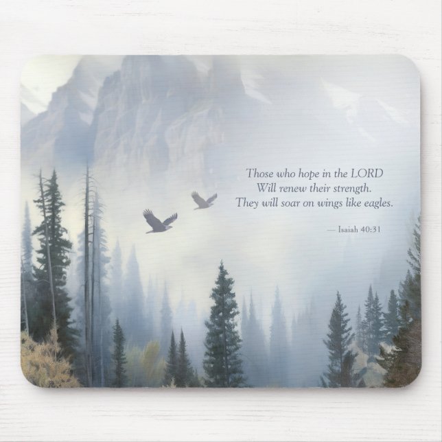 Alfombrilla De Ratón Isaiah 40:31 Wings Like Eagles Scripture Mousepad (Frente)