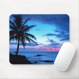 Alfombrilla De Ratón Isla Tropical Beach Ocean Pink Blue Sunset Foto