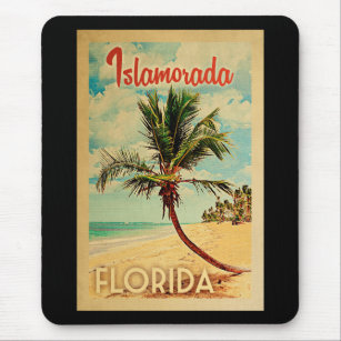 Alfombrilla De Ratón Islamorada Florida Palm Tree Beach Vintage Travel