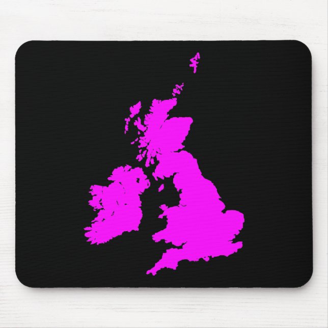 Alfombrilla De Ratón Islas Británicas - Magenta sobre negro (Frente)