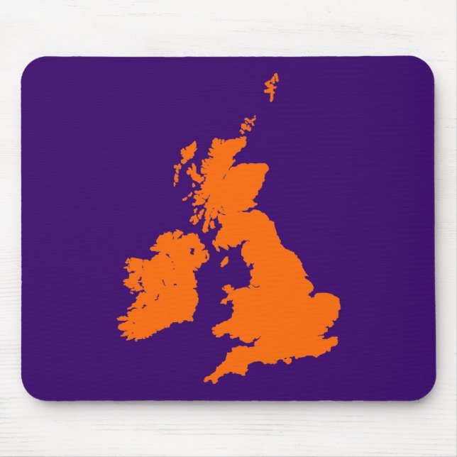 Alfombrilla De Ratón Islas Británicas - Naranja en Violeta Oscura (Frente)