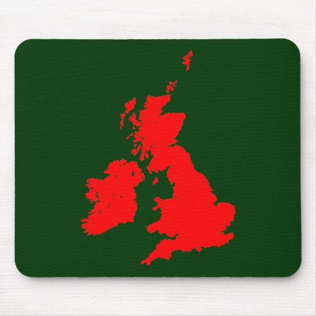 Alfombrilla De Ratón Islas Británicas - Rojas en verde oscuro (Frente)